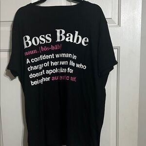 Boss Babe Graphic Tee - Black with White & Pink Text